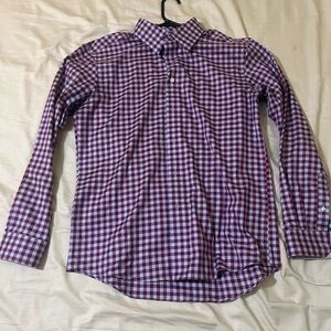 Red and White Checkered Long Sleeve Shirt